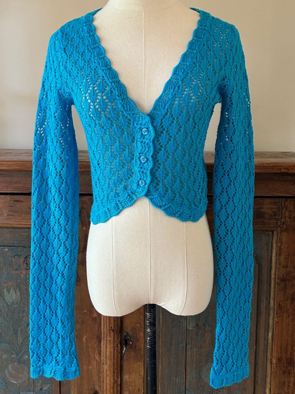 Vintage Betsey Johnson New York Crocheted Cropped Cardigan